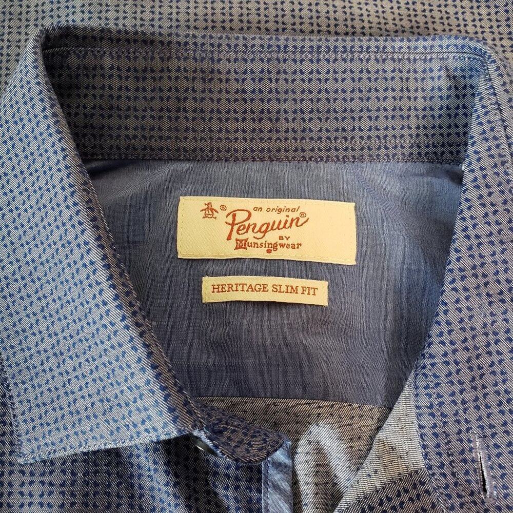 Original Penguin Munsingwear Midnight Print Button Slim Fit Dress Shirt - Picture 5 of 9